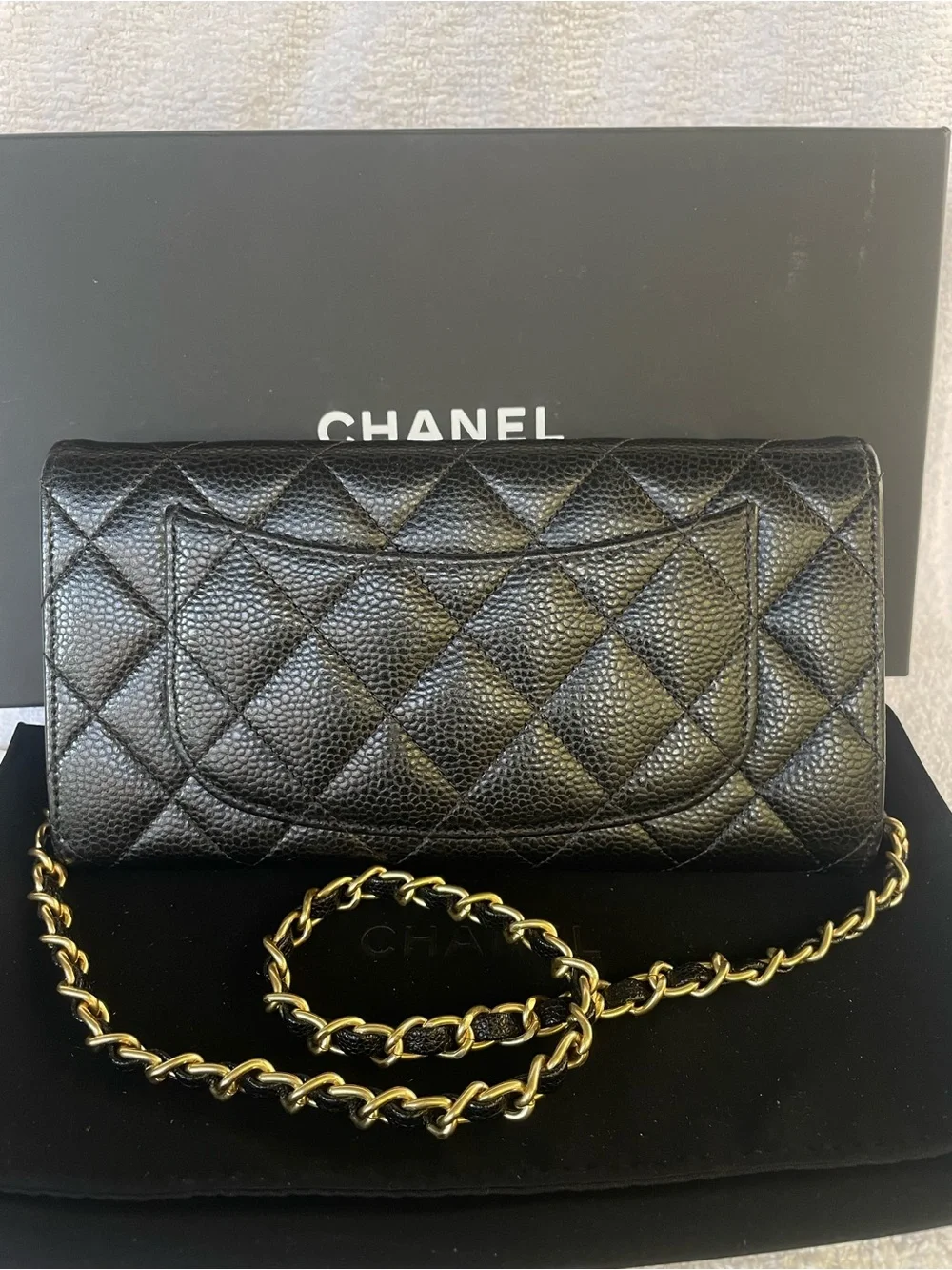🖤CHANEL CLASSIC FLAP LONG WALLET WITH GOLD TONE HARDWARE 🖤